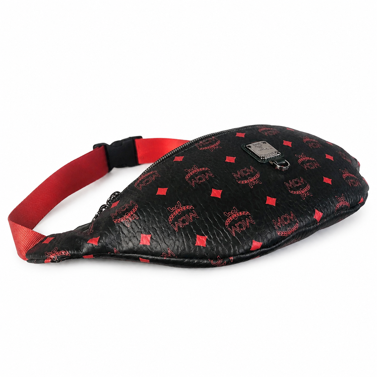 MCM Fursten series Visetos print black and red color-blocked shoulder strap unisex stylish commuter/travel chest bag/crossbody bag