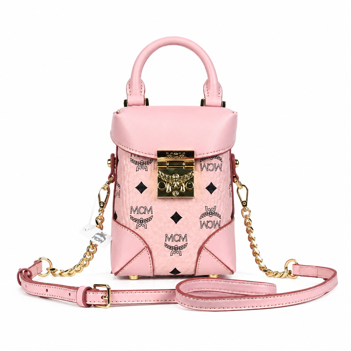 MCM Soft Berlin Mini Fries Bag | Soft pink Visetos print + detachable shoulder strap  can be carried by hand or worn crossbody new arrival for Spring/Summer 2026