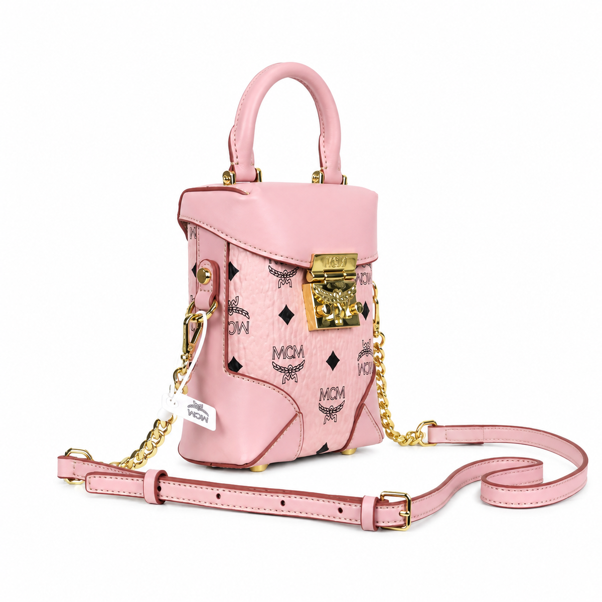 MCM Soft Berlin Mini Fries Bag | Soft pink Visetos print + detachable shoulder strap  can be carried by hand or worn crossbody new arrival for Spring/Summer 2026