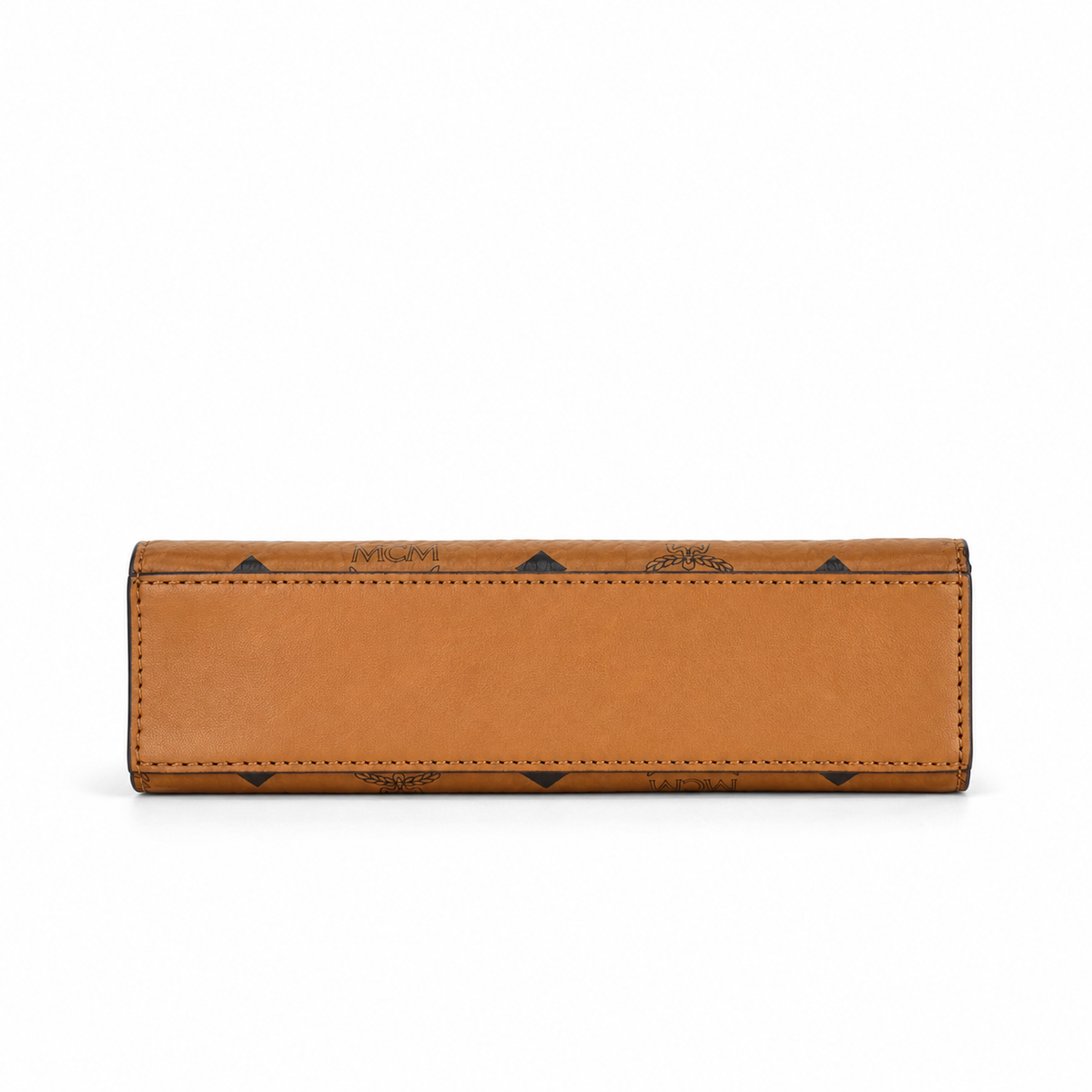 MCM Cognac-colored all-over monogram canvas with gold nameplate detachable shoulder strap for single-shoulder or crossbody women's bag