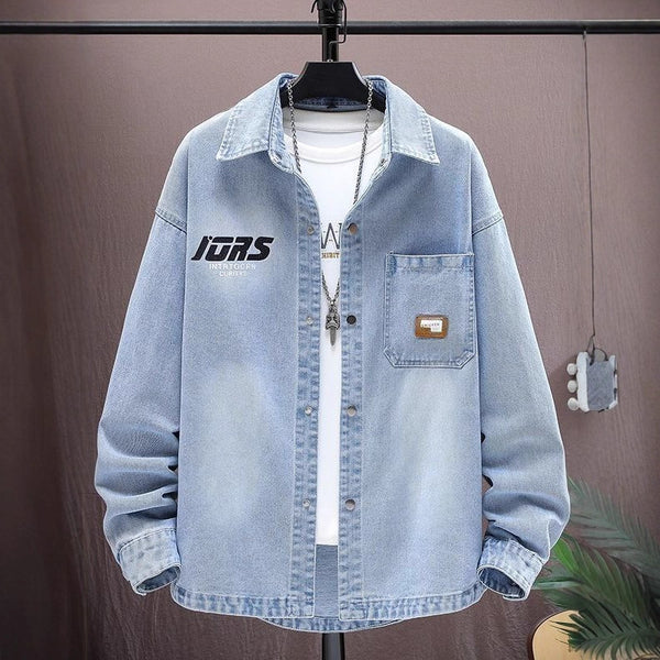 Spring And Autumn Denim Shirts Men'S 2025 New Teenagers High School Junior High School Student Shirts Trendy Brand Casual Jackets