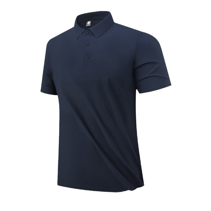 Polo Shirt Men'S Business Icy T-Shirt Men'S Lapel Seamless Taped Loose Half-Sleeved Top Trendy Short-Sleeved Men'S Quick-Drying