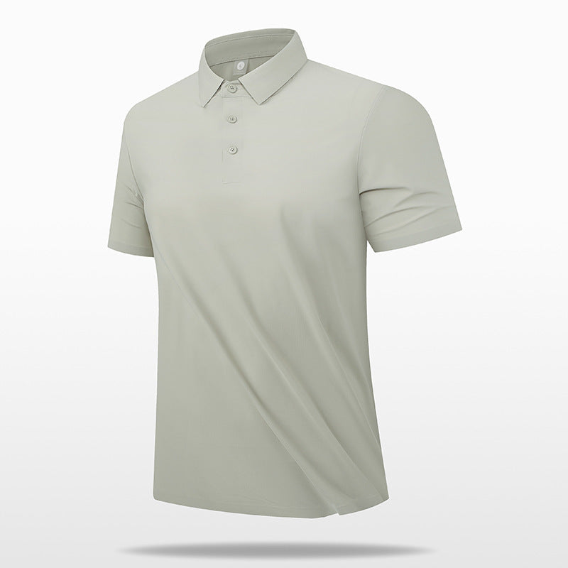 Polo Shirt Men'S Business Icy T-Shirt Men'S Lapel Seamless Taped Loose Half-Sleeved Top Trendy Short-Sleeved Men'S Quick-Drying