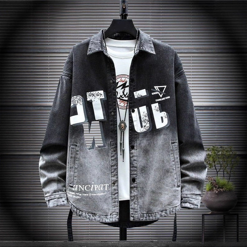 Spring And Autumn Denim Shirts Men'S 2025 New Teenagers High School Junior High School Student Shirts Trendy Brand Casual Jackets