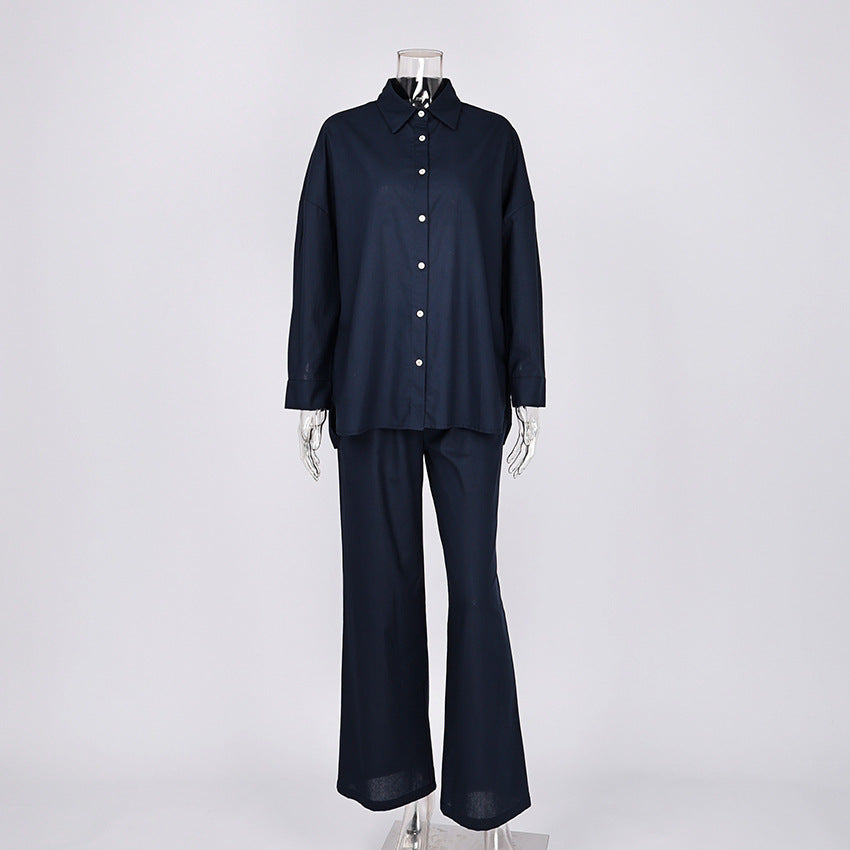 Spring And Summer New Temperament Commuter Fashion Casual Suit Cross-Border European And American Long-Sleeved Cardigan Top Women'S Straight Pants