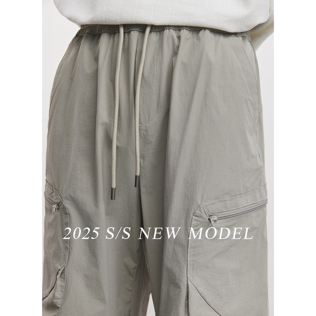 Yizhi Fashionable Sweat-Absorbent Quick-Drying Casual Pants For Men Spring And Autumn 2026 New Outdoor Overalls Thin Wide-Leg Pants
