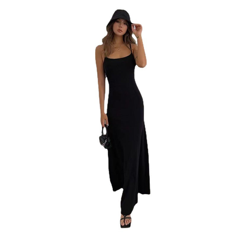 Slim-Fitting Long Skirt, European And American Sweet And Spicy Style, Body-Shaping Bottoming, Suspender-Like Waist, Slim Backless Dress For Women In Summer