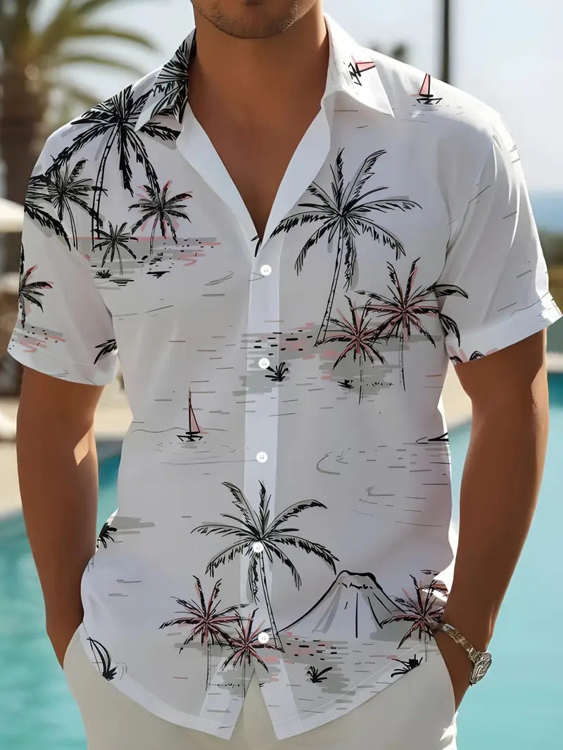 Cross-Border Trendy Cool Spring And Summer New Fashion Men'S Clothing Men'S Short-Sleeved Shirts Tops Cardigans Cross-Border Source Work
