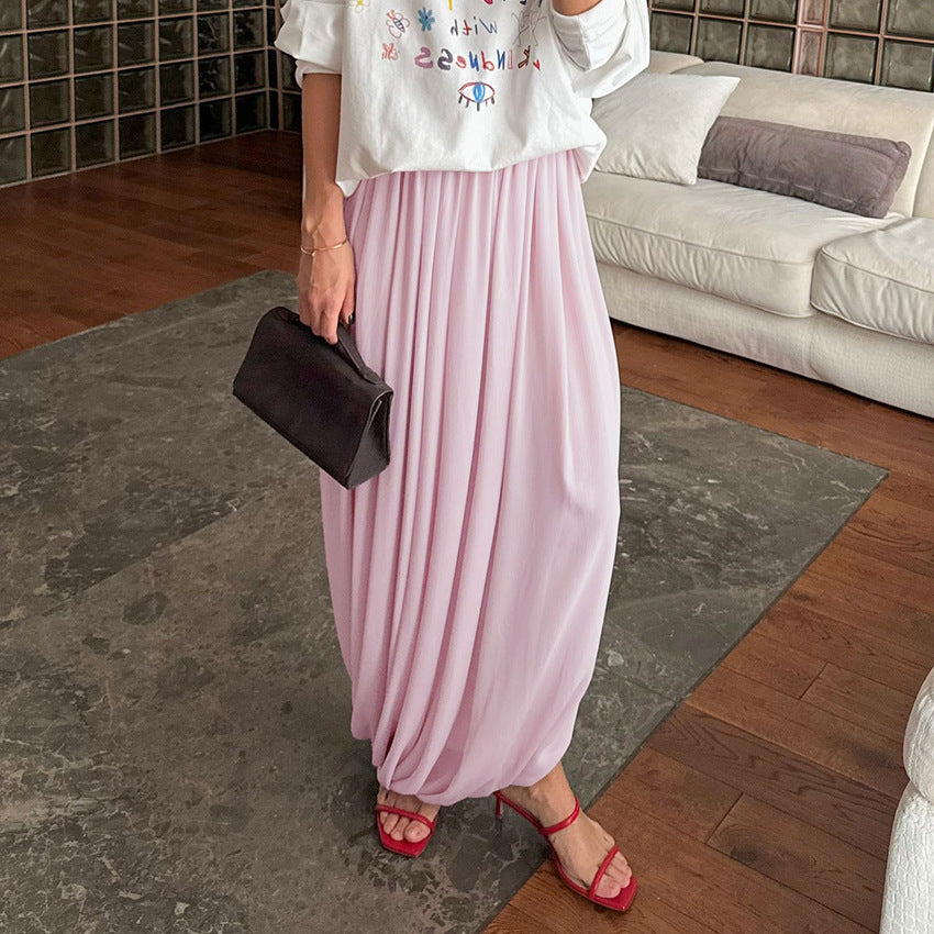 2026 New Style Elegant Chiffon Long Skirt, Design, Temperament, Fashionable Drape Long Skirt, Cross-Border Commuting Skirt