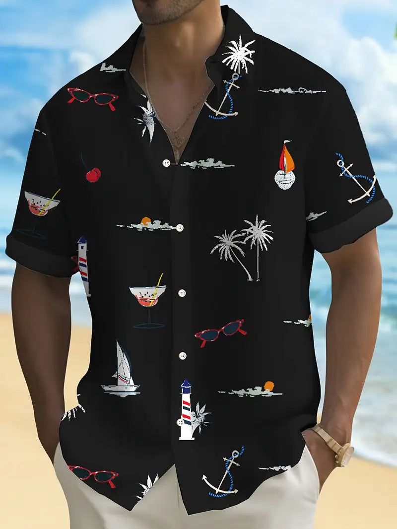 Cross-Border Trendy Cool Spring And Summer New Fashion Men'S Clothing Men'S Short-Sleeved Shirts Tops Cardigans Cross-Border Source Work
