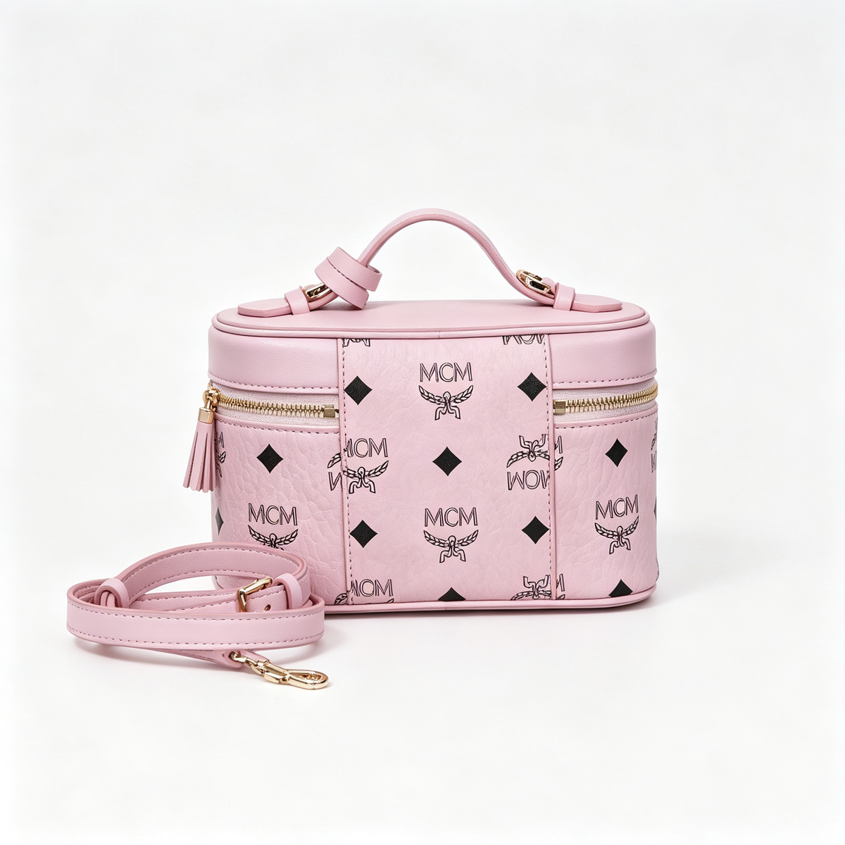 MCM's classic Visetos print mini vanity bag with a detachable shoulder strap can be carried by hand or worn crossbody A new arrival for Spring/Summer 2026